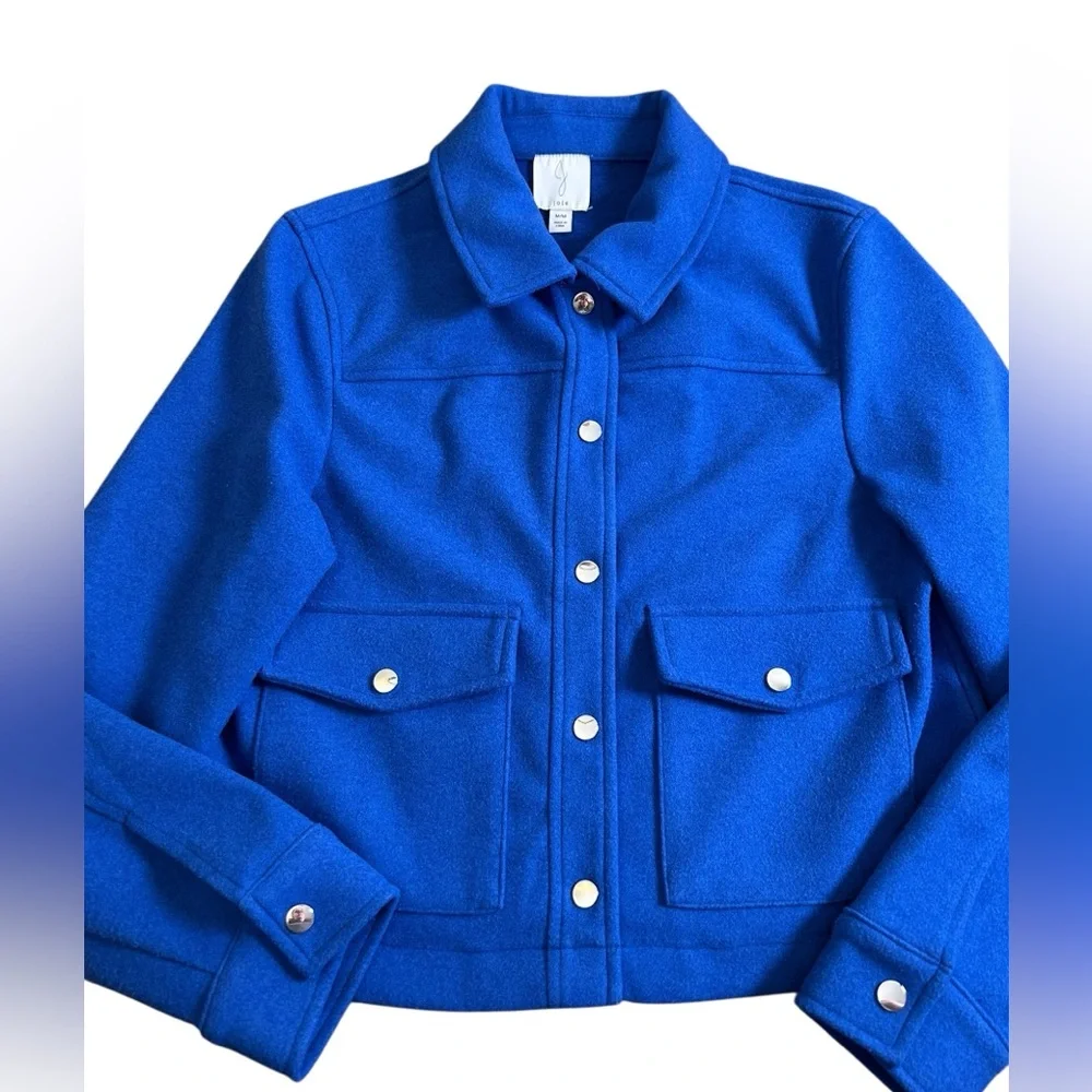 JOIE Felted Blazer Jacket Blue Snap Buttons Sz‎ Med